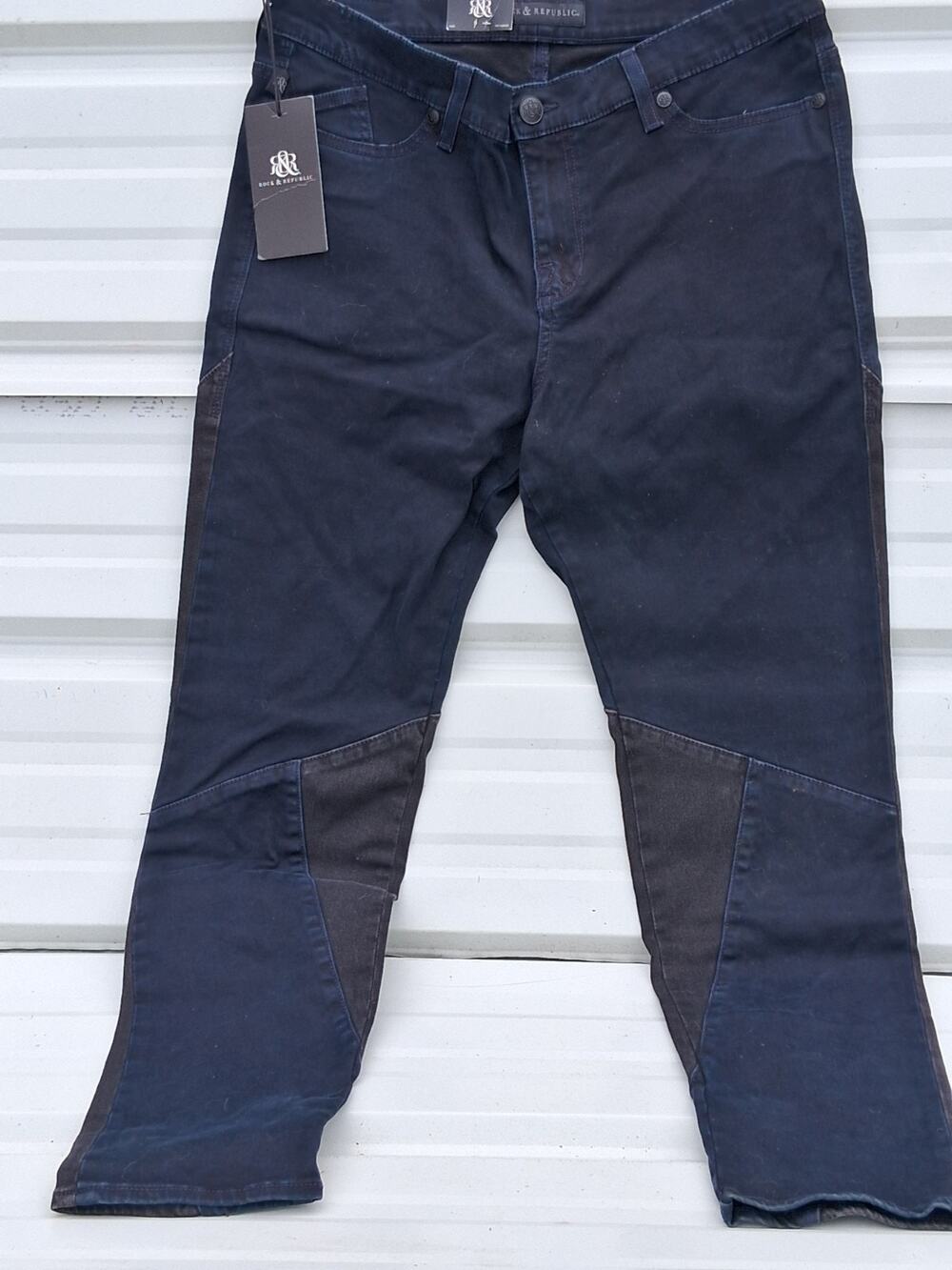 NWT Rock & Republic Blue & Black Slim Fit, Skinny Thigh Womens Jeans Size 16